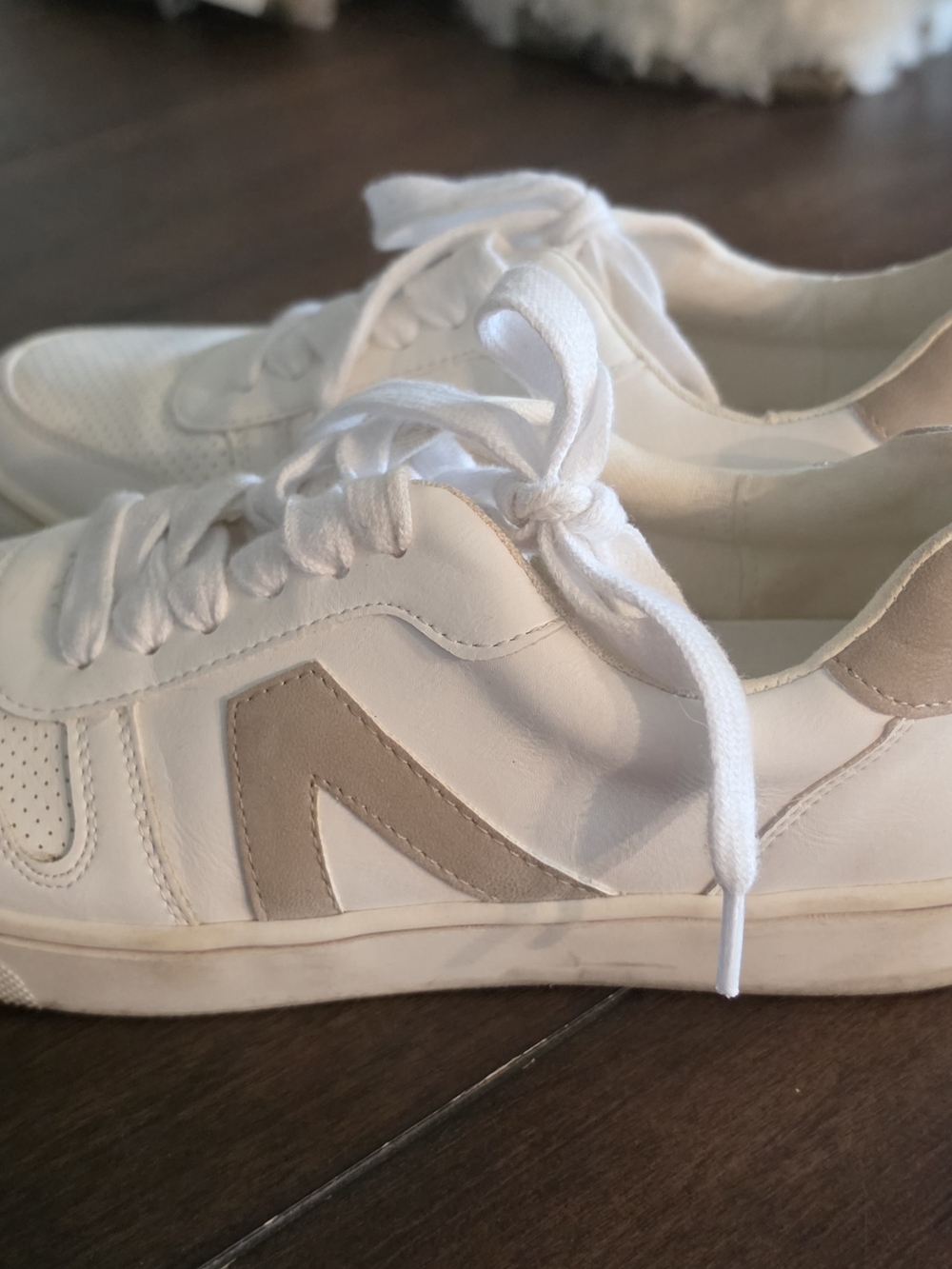 MIA White Sneakers with Beige Accent